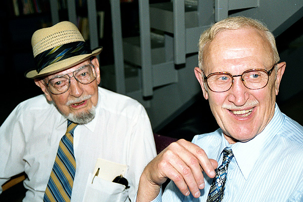 Jim Schneider and George Mortenson, June 18, 2001.Photo by John Richards