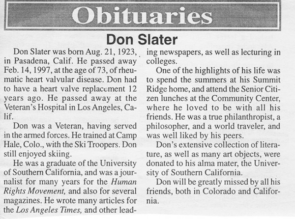Obituary for Don Slater
